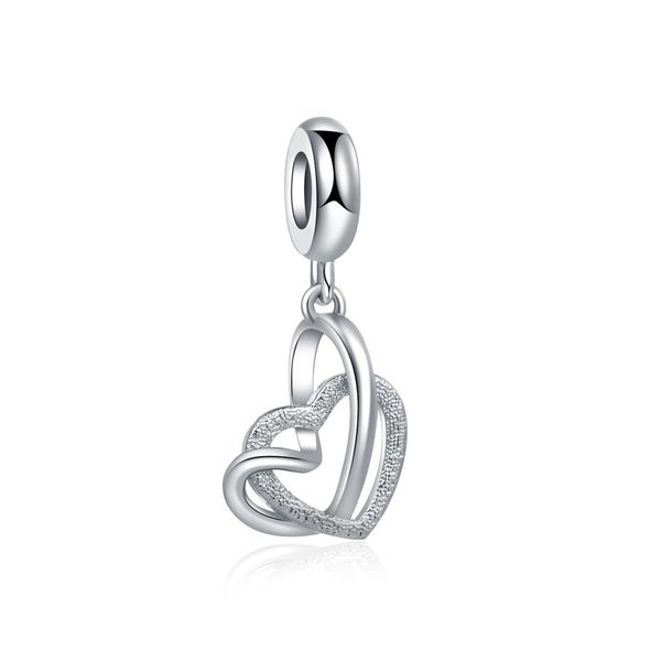 LSxAB Interlocking Love Heart Charm Compatible with Pandora Charms Bracelets