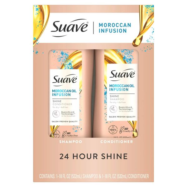 Suave Moroccan Oil Infusion Shampoo and Conditioner Set, 18 oz 2 Count