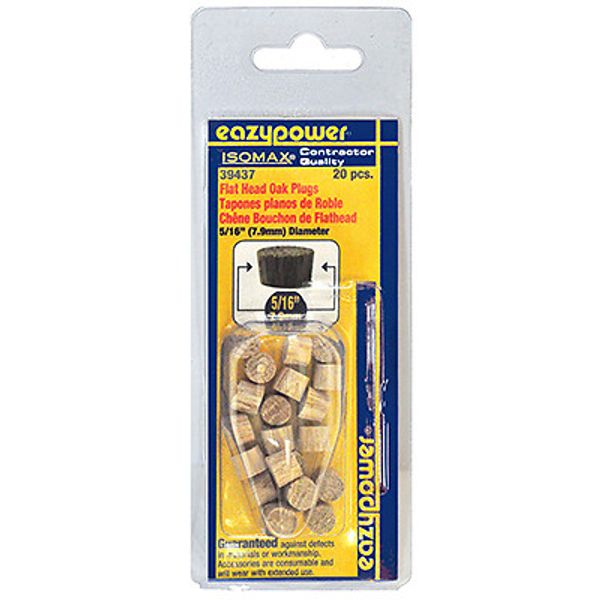 Isomax Dowel Plug, Flat Head, Oak, 5/16-In., 20-Pk.