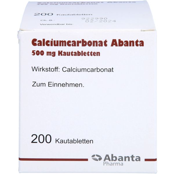 Calciumcarbonat Abanta 500 mg Kautabletten, 200 St. Tabletten