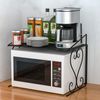 2 Tiers Microwave Oven Rack Stand Countertop Kitchen Utensils Tableware Storage