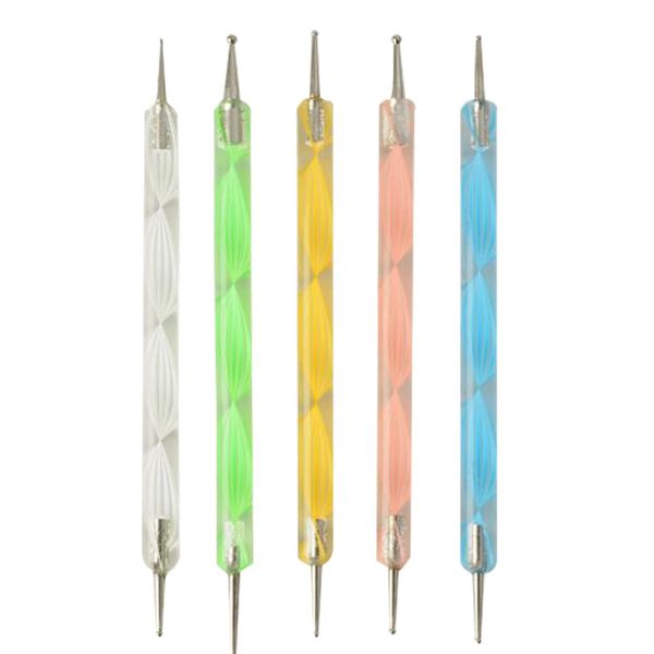 5 Nail Art Dotting Tools, Double Ended, Multi-Coloured, Marbling Tools