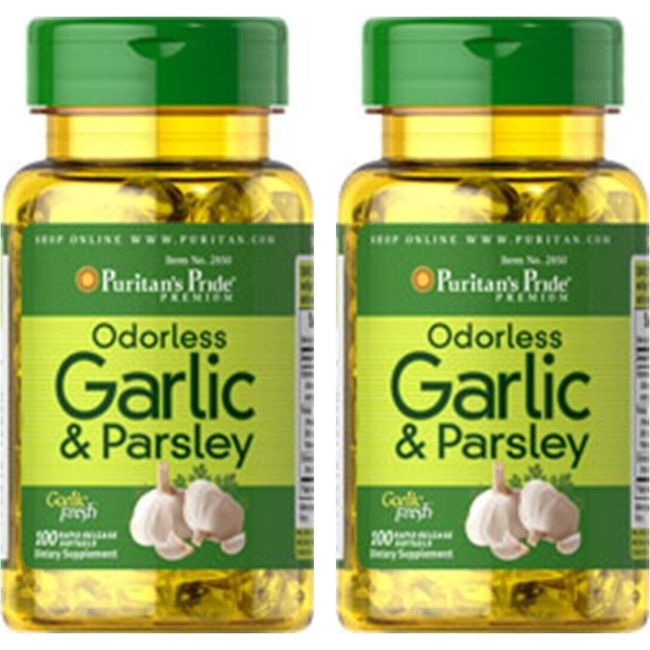 Garlic & Parsley Odorless Cholesterol Health 2X100=200 Antioxidant Pills softgel