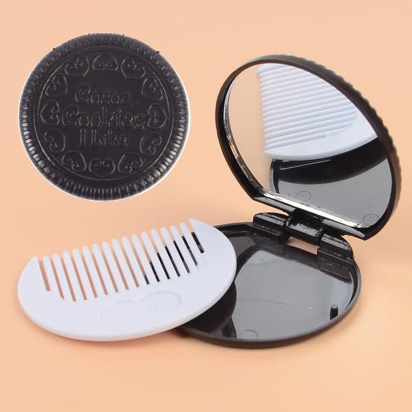 Hair Comb Mirror Hand Mirror Set Cookie Shaped Hair Brush Cookie Shaped Hair Brush Hair Comb Beauty Accessories Beauty Supplies