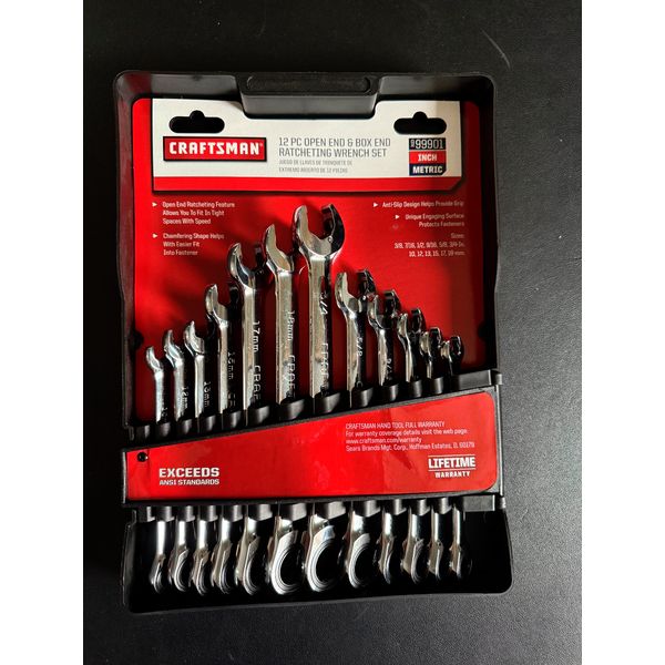 Craftsman Ratcheting Wrench Set - 12 pcs Open End and Box End