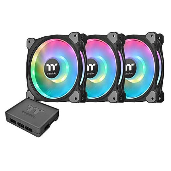 Thermaltake Riing Duo 140mm 16.8 Million RGB Color (Alexa, Razer Chroma) Software Enabled 2 Light Rings 18 Addressable LED 9 Blades Hydraulic Bearing Case/Radiator Fan, 3 Pack, CL-F078-PL14SW-A