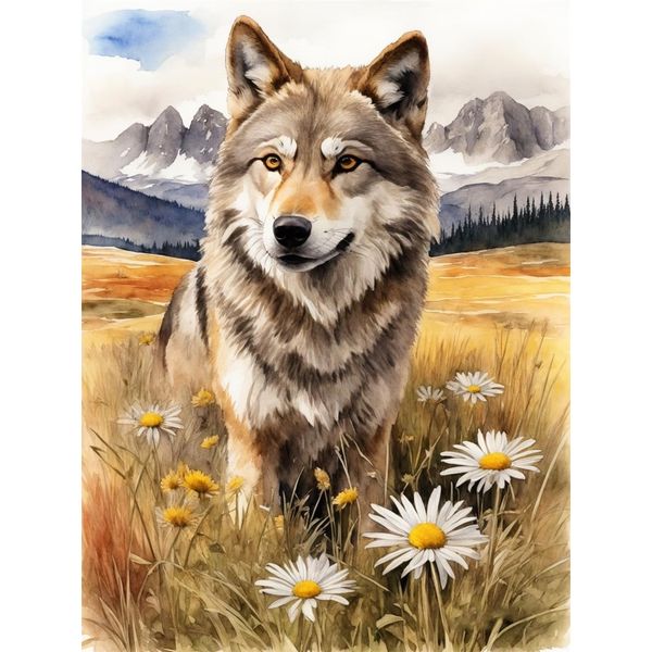 Abillyn Embroidery Cross Stitch Kits Wolf Stamped with Printed Pattern Starter Kit (Wolf)