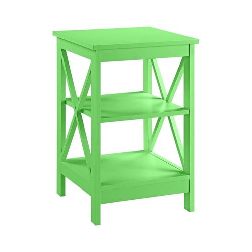 HomeStock Art Nouveau Allure End Table, Green, 3-Tier Wood Shelves, Space-Saving & Stylish, Ideal for Bedroom, Living Room, or Office, Easy Assembly, Contemporary Design