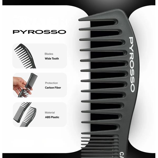 Pyrosso Professional Hair Texture Comb, Carbon Blend ABS Plastic, Styling and Definition