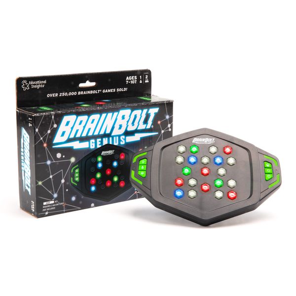 Educational Insights BrainBolt Genius Handheld Electronic Memory Game with Lights & Sounds, 1 or 2 Players, Ages 7+