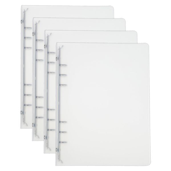 Patikil A5 Binder Cover, 4 Pcs PP 6 Ring Loose Leaf Binder Protector Round Ring Notebook Cover, Transparent
