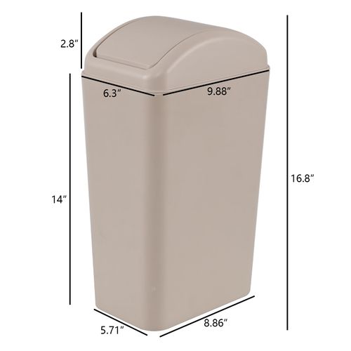 Innouse 14 Liter Plastic Trash Can with Swing Lid, 3.5 Gallon Slim Swing Top Garbage Can, 1-Pack