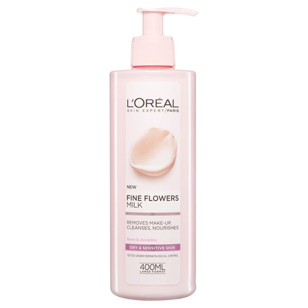 L'Oreal Paris Fine Flowers Cleansing Milk Lotion Makeup Remover Dry Sensitive Skin 400 ml