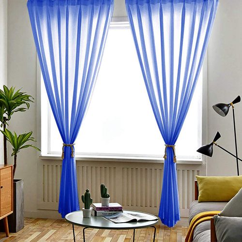 ShinyBeauty Royal Blue Curtains 84 inch Long Sheer Curtain 2 Panels Chiffon Backdrop Wedding Drapes Voile Curtain for Party,Photobooth Decorations(29"x84")