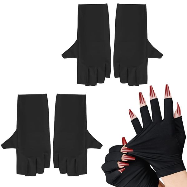 4Pcs UV Gloves for Gel Nails UV Protection Gloves for Girls Women Manicurist Beauty Enthusiast to Protect Hands From High Power Nail Lamps for Manicures Dryer of Home and Beauty Salon