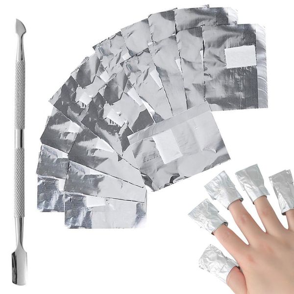 Foil Nail Wraps, 200 Pcs Gel Nail Remover Wraps With 1pcs Cuticle Pusher, Nail Foils For Gel Nails For Fast & Gentle Soak Off Gel Polish Removing