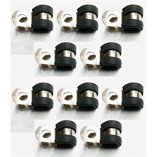 10X Marine Grade Stainless Steel Rubber-Lined P-Clip 8Mm Hose Pipe Clamp M6 Hole