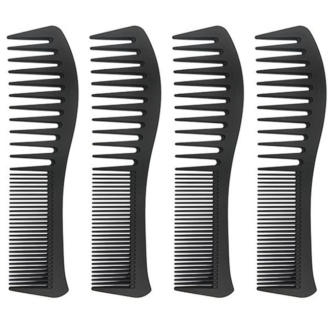 KuuGuu 4 PCS Hair Combs, Plastic Hairstyle Comb Large Tooth&Fine Tooth Comb for Men, Women,Wide Tooth Comb – Smooth & Sturdy Wide Tooth