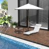 Outdoor Folding Sun Lounge Chair with Reclining Backrest & Pillow, White & Black