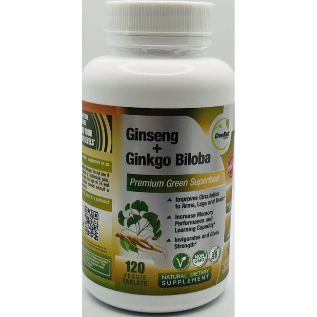 GreeNatr Premium Supplement ☆ Energy and Brain Focus ☆ GINSENG