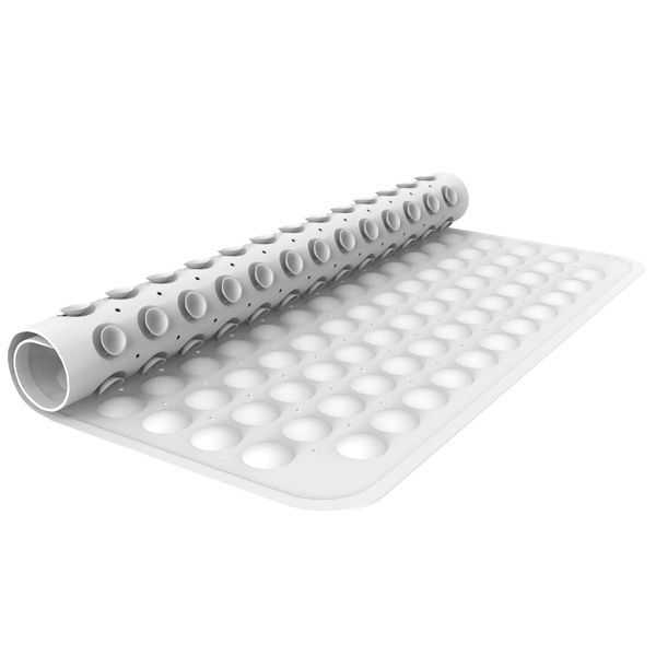 ANSIO® Shower Mats Non Slip Anti Mould Bath Mat for Bathroom Rubber Shower Mat with Drain Holes & Suction Cups Machine Washable (54 x 54 cm, Solid White)