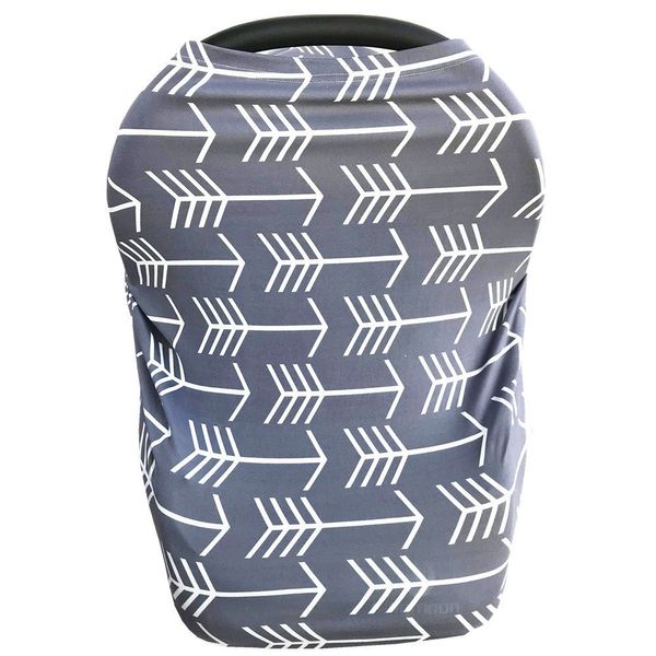 Nursing Cover for Babies Versatile Baby Car Seat Cover for Newborn Grey with White Arrow