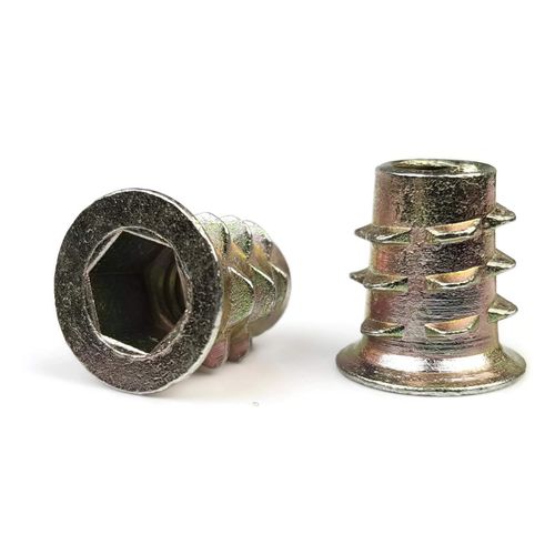 #8-32 Threaded Inserts - Flange Head - Hex Drive - Zinc Alloy #8-32 x 0.394 Qty 100
