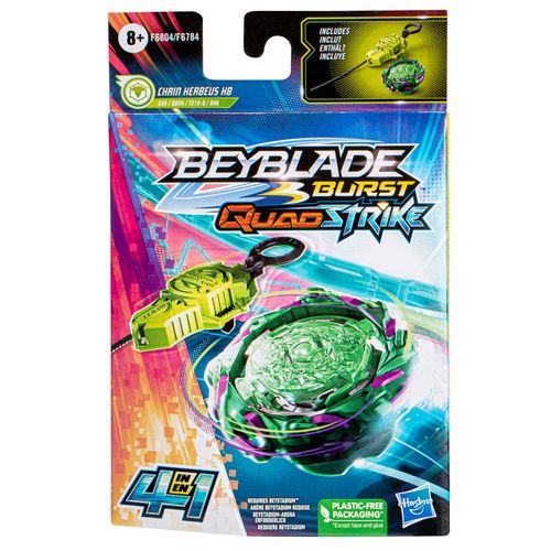 Hasbro Beyblade Burst QuadStrike Chain Kerbeus K8 Starter Pack, Battle Spinning Top with Starter, Toy Set
