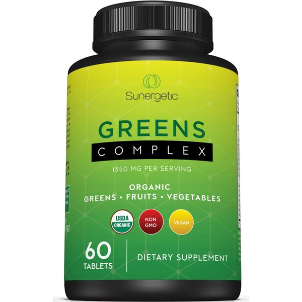 Premium USDA Organic Greens Superfood Tablets – Greens Superfood Powder Includes Veggies, Fruits & Polyphenols – Daily Greens Superfood Powder Supplement– 60 Greens Tablets