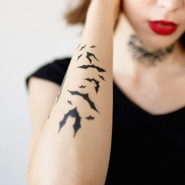 Flying Bats Tattoo - Halloween Tattoo / Temporary Tattoo, 1.0 Count