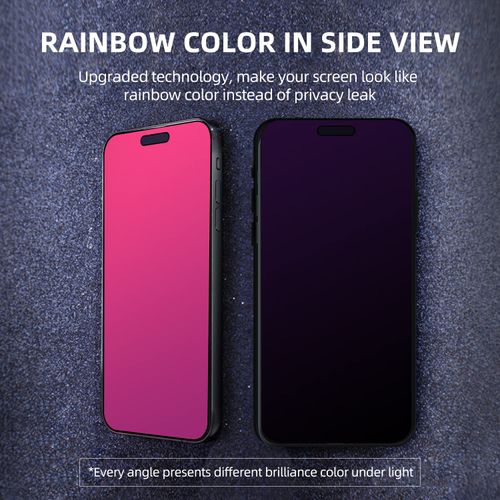 EGKimBa Privacy Screen Protector compatible with iPhone 15 Pro Max, 6.7 inch Gradient Colorful Electroplated Anti-Spy Anti-Blue Light Tempered Glass
