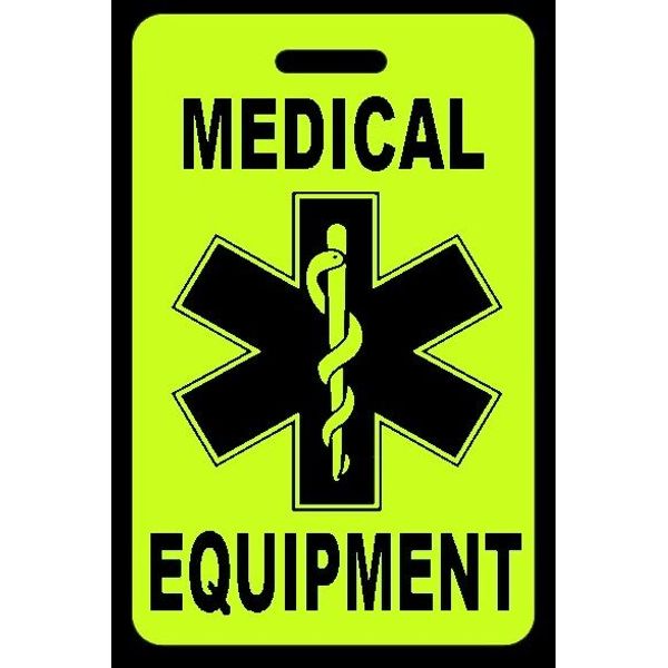 Hi-Viz Yellow Medical Equipment Carry-On Bag Tag