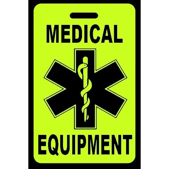 Hi-Viz Yellow Medical Equipment Carry-On Bag Tag