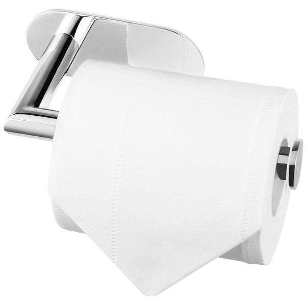 HITSLAM Polished Chrome Toilet Roll Holder Self Adhesive 304 Stainless Steel Stick on Toilet Paper Holder for Bathroom