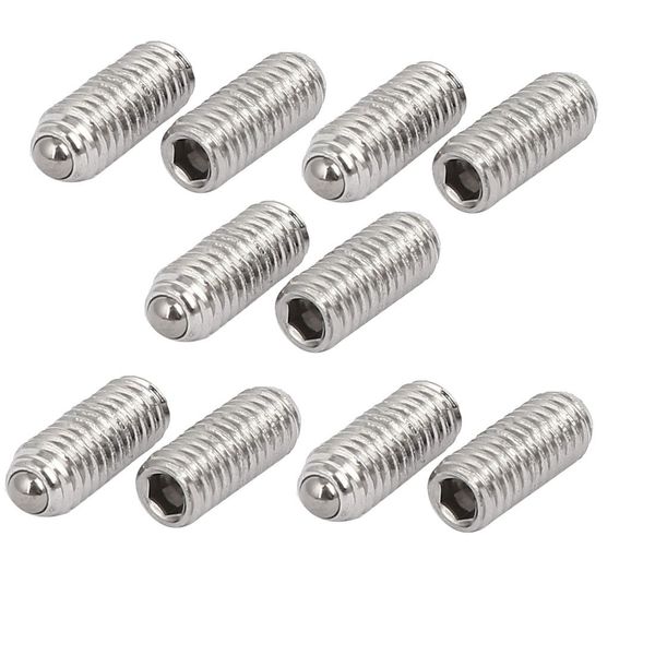 Sourcingmap M4x10mm 304 Stainless Steel Spring Hex Socket Ball Point Grub Set Screws 10pcs