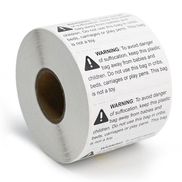 L LIKED Suffocation Warning Labels 2" x 1", 1000 Labels per Roll