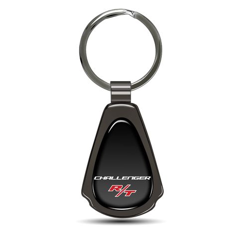 iPick Image for Dodge Challenger R/T Black Dome Gunmetal Black Metal Teardrop Key Chain