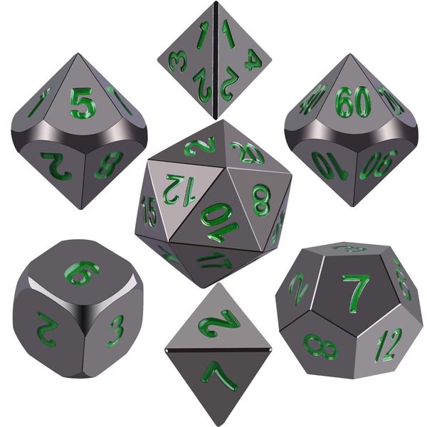 SIQUK Metal Polyhedral 7-Die Dice Set with Metal Case for Dungeons and Dragons RPG Dice Gaming D&D and Math Teaching