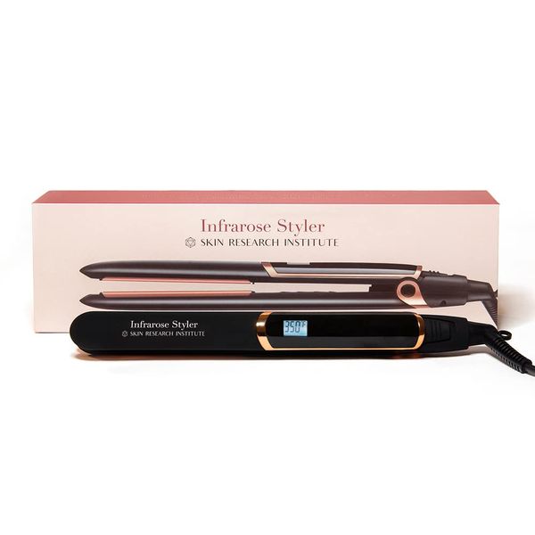 SRI Infrarose Styler Flat Iron - One Pass Hair Straightening - Infrared Light Therapy - Dual Voltage - Adjustable Temperature - Ceramic Plates - Auto Shut Off - Locking Safety Latch - Anti-Tangle Cord