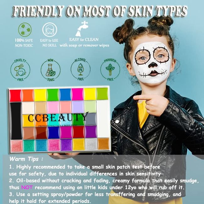Face and Body Painting Kit Safe Sensitive Skin Paints Halloween