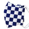 Washable! Japanese Pattern Tenugui Mask Checkered Blue Adult (Medium)