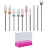 Felimoa Nail Machine Drill Bits Nail Art Drill Bit Stand Included, Set of 10