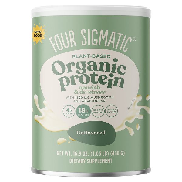 Four Sigmatic Plant Protein Powder Unflavored Can Organic 16.9 oz