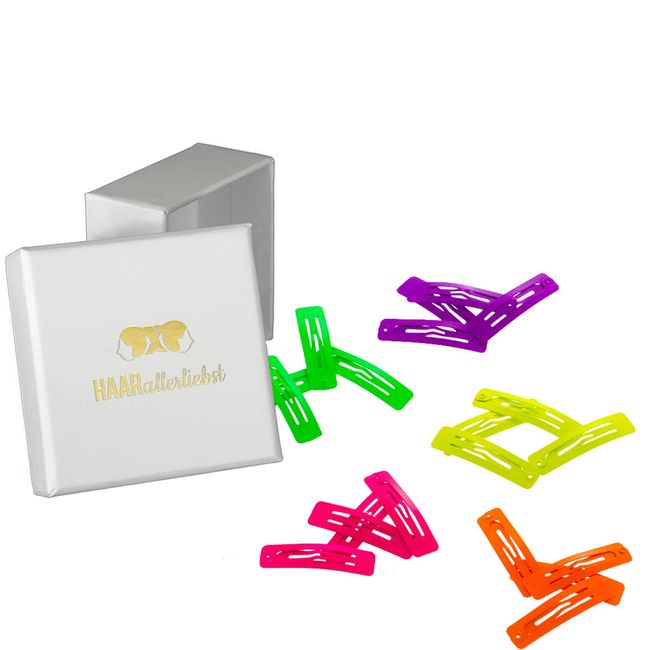 20 saç tokası Neon 3,9 cm in Beyaz Box Haarallerliebst