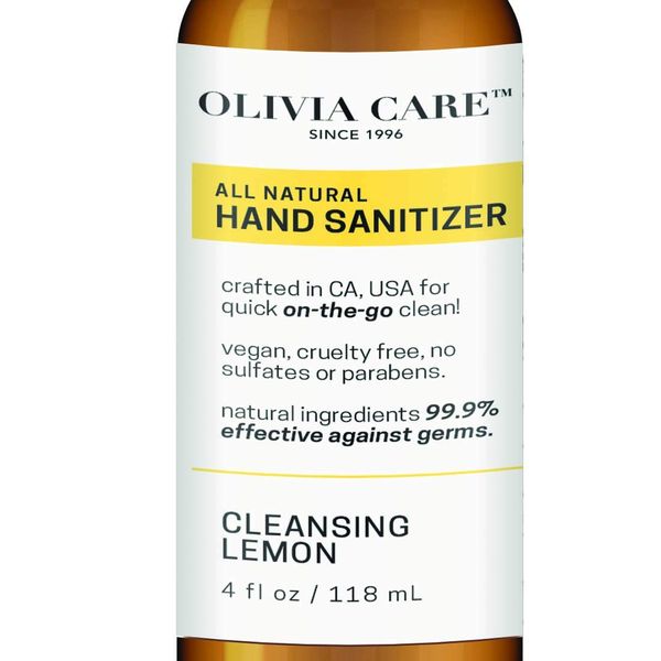 Olivia Care Hand Cleaning Spray Infused with Cleansing Lemon Essential Oils - Germ-Killing, Portable, Moisturizing - Remove Impurities, Dirt. Natural Disinfecting - 4 OZ