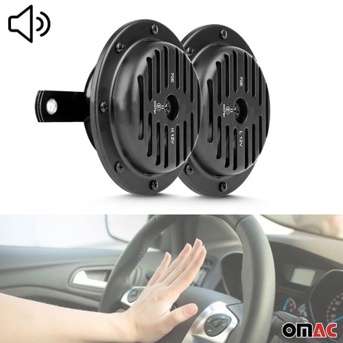 OMAC 12V Loud 105dB Black Supersonic Horn for Car Truck Motorcycle Van