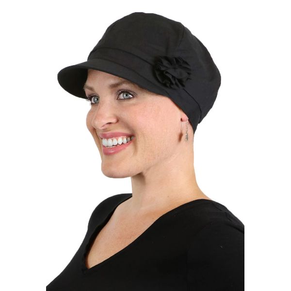 Hats Scarves & More Newsboy Cap for Women Chemo Headwear Cancer Hat 50+ UPF Sun Protection Summer Brighton (Black)