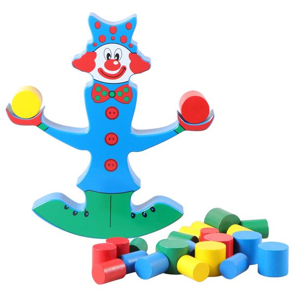 Toyvian Kids Toys Kids Toys Educational Toys Toy Balancing Early Skill Clown Puzzle Education Balance Beam Kids Wooden Building Game Kids Toys Educational Toys Wooden Toys