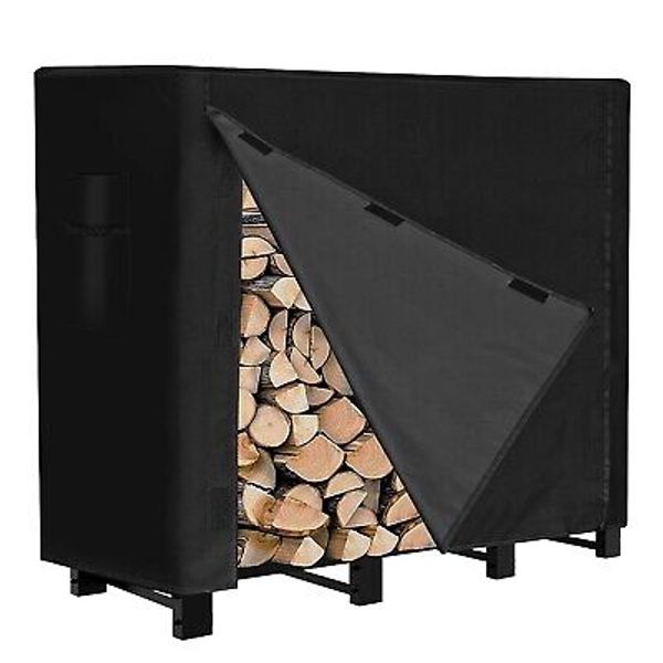 48x24x42" Firewood Log Rack Cover Outdoor Waterproof Dust Sun UV Resistant Black