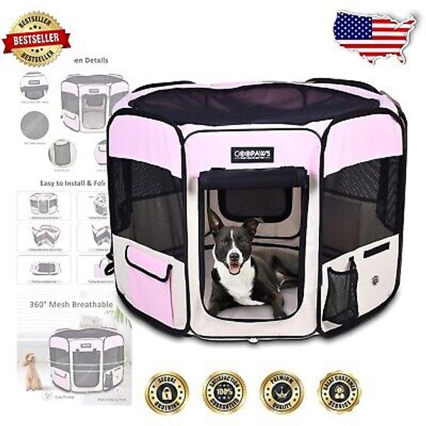 Spacious 45" Pet Playpen with Zippered Access, Ideal for Puppies and Kittens